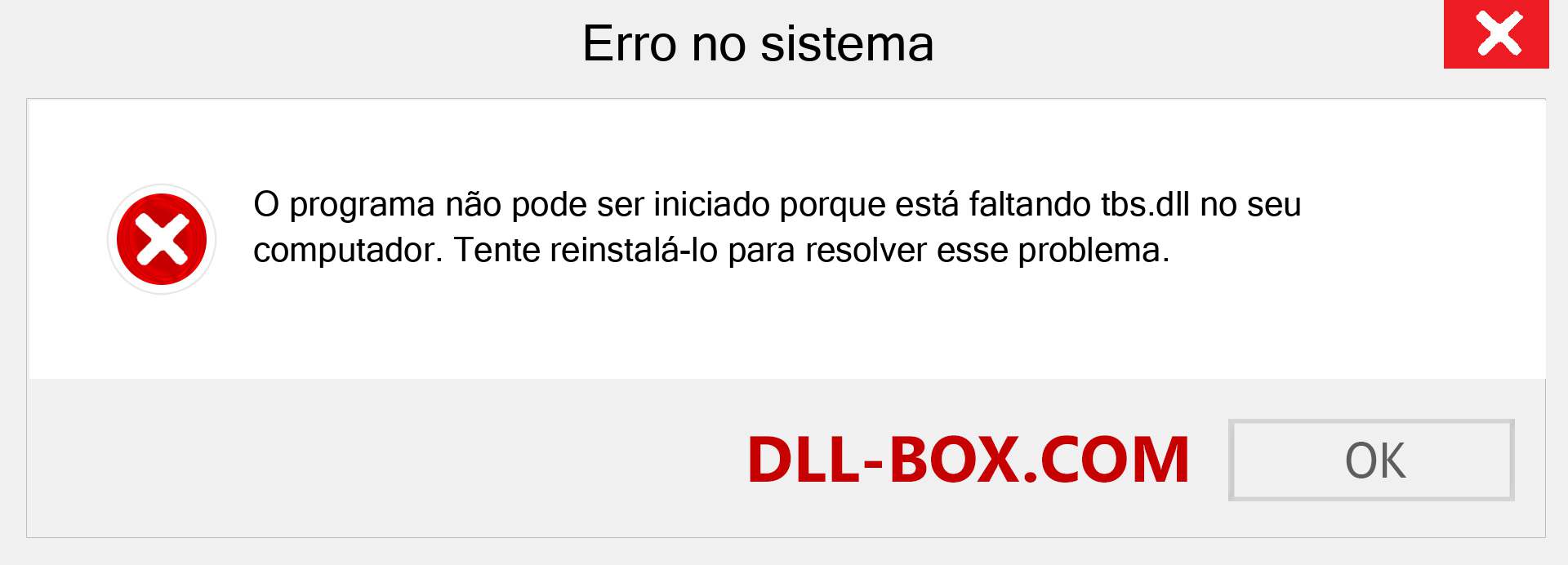 Arquivo tbs.dll ausente ?. Download para Windows 7, 8, 10 - Correção de erro ausente tbs dll no Windows, fotos, imagens